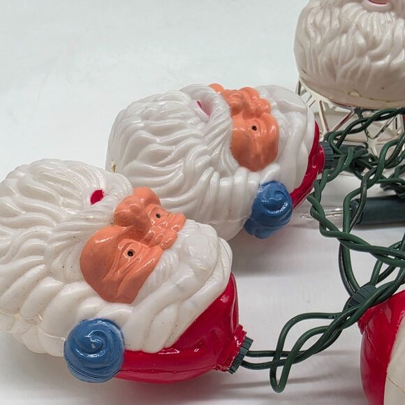 Vintage Santa Claus String Lights 8 Heads Christmas Decoration Blow Mold - Picture 5 of 6